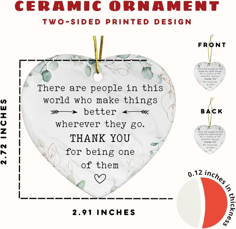 Employee Appreciation Ceramic Heart Ornament Gift