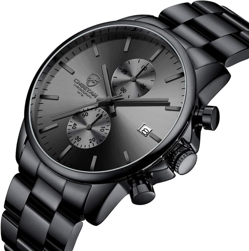 Men's Stainless Steel Waterproof Chronograph Quartz Watch