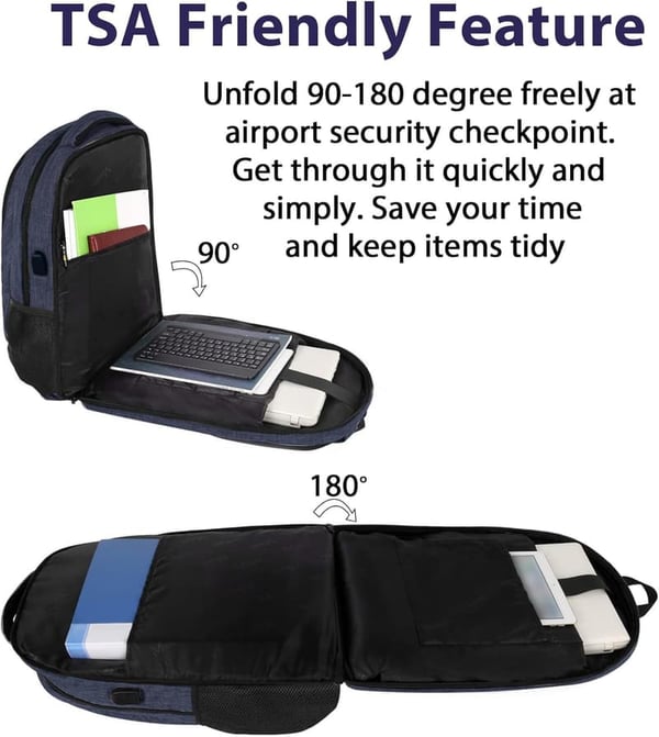 Large Water-Resistant Laptop Backpack with USB Port