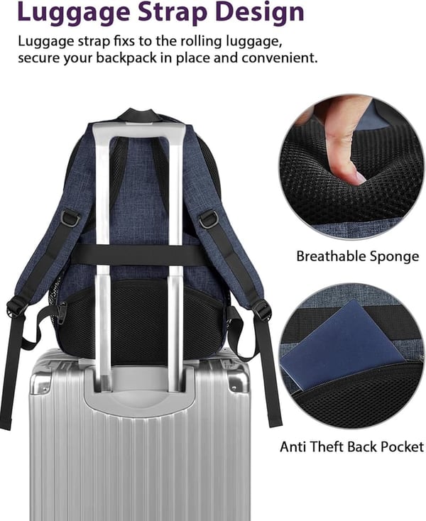 Large Water-Resistant Laptop Backpack with USB Port