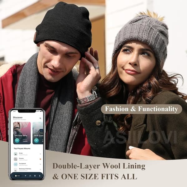 Bluetooth Beanie Hat with Wool Lining - Perfect Christmas Gift