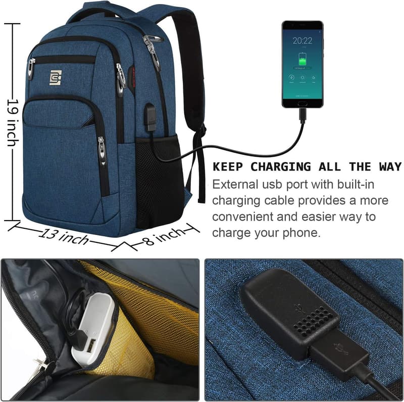 Durable Anti-Theft Laptop Backpack for Business Travel - Blue