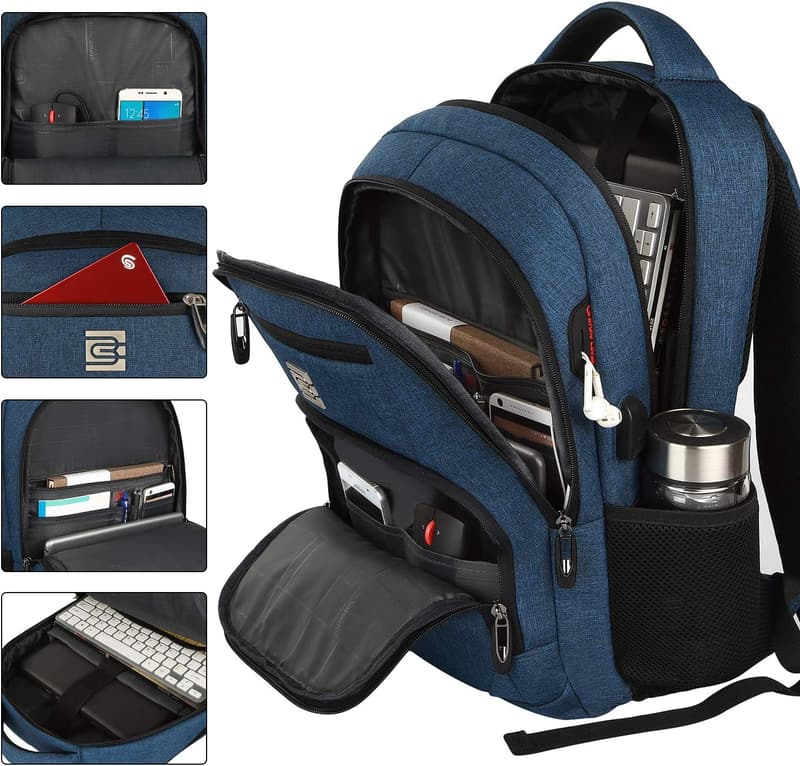 Durable Anti-Theft Laptop Backpack for Business Travel - Blue