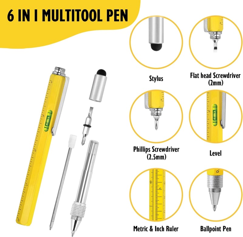 6-in-1 Multi-Tool Tech Pen Gift for Men, Personalized