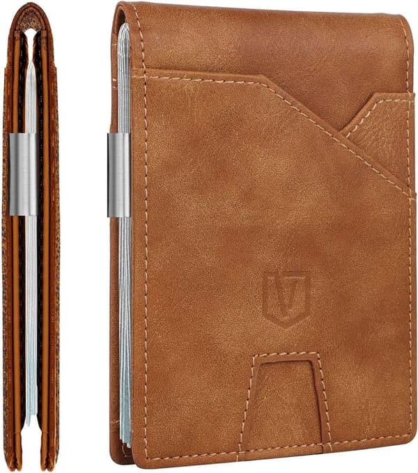 Slim Wallet with Money Clip for Dad - RFID Blocking, Gift Boxed