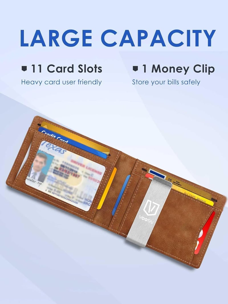 Slim Wallet with Money Clip for Dad - RFID Blocking, Gift Boxed