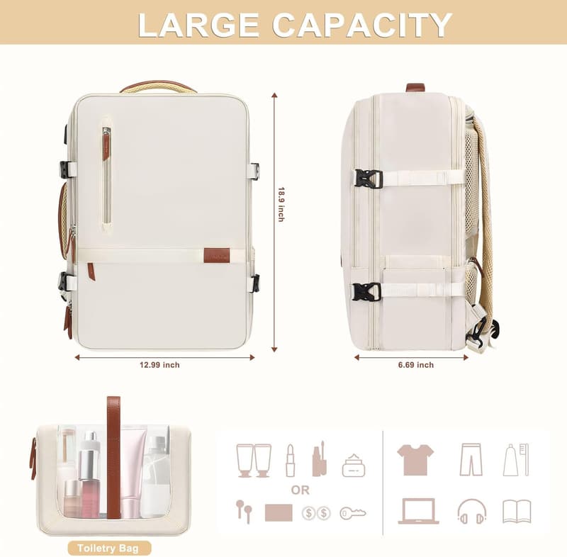 40L Laptop Travel Backpack with USB Port & Shoe Pocket