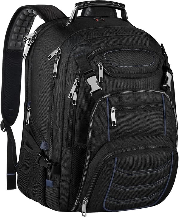 Extra Large Laptop Backpack with USB Port - 60L, RFID Protection, Blue