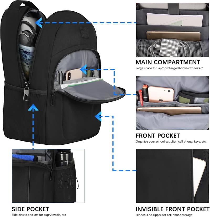 Water-Resistant Laptop Backpack with USB Port for Work & College