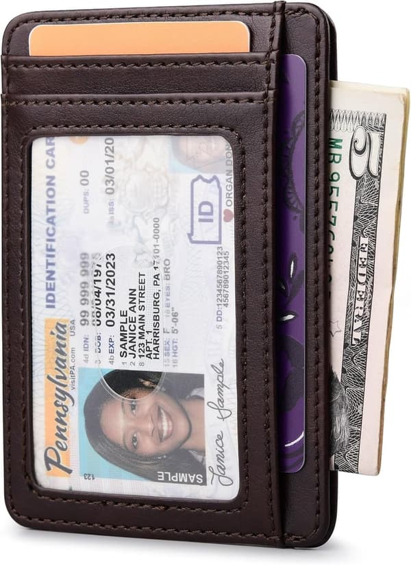 Slim RFID Blocking Leather Wallet for Men and Women