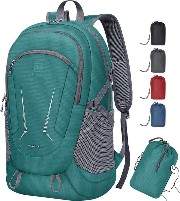 Packable Waterproof Backpack for Travel & Hiking - 45L, Green