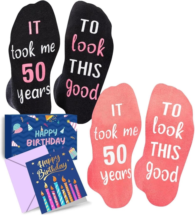 Funny Birthday Socks for Men and Women - Gifts for 45th & 50th
