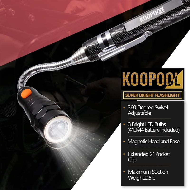 Telescoping Magnetic Pickup Tool Set with LED Flashlight