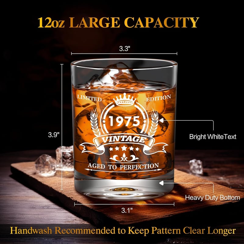 Funny 50th Birthday Whiskey Glass Gift Set for Men