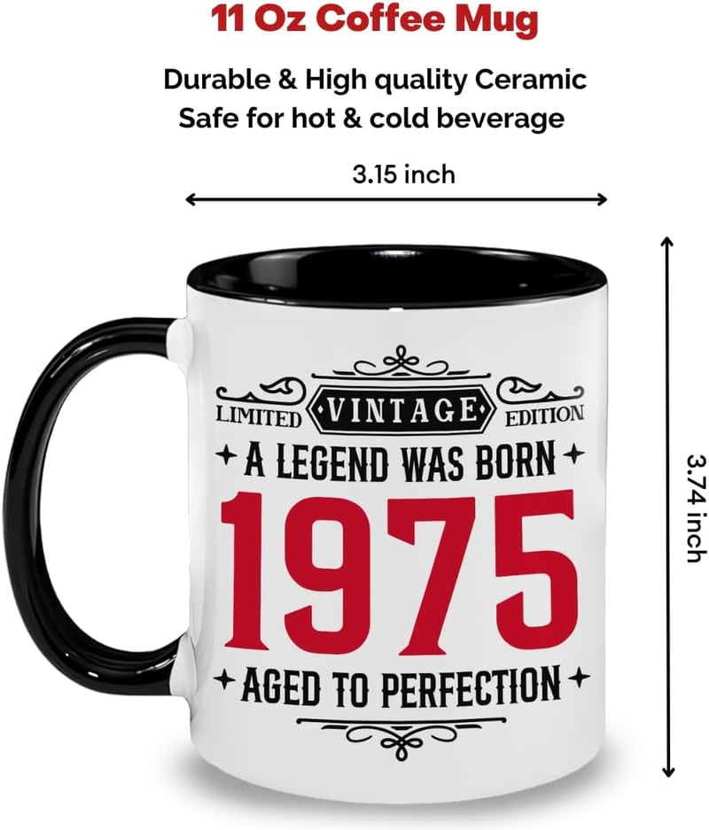 Vintage 1975 Mug - 50th Birthday Gift for Him/Her