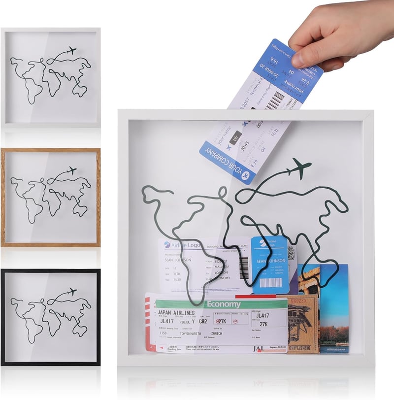 Travel Adventure Memory Shadow Box for Concert Tickets (8x8)