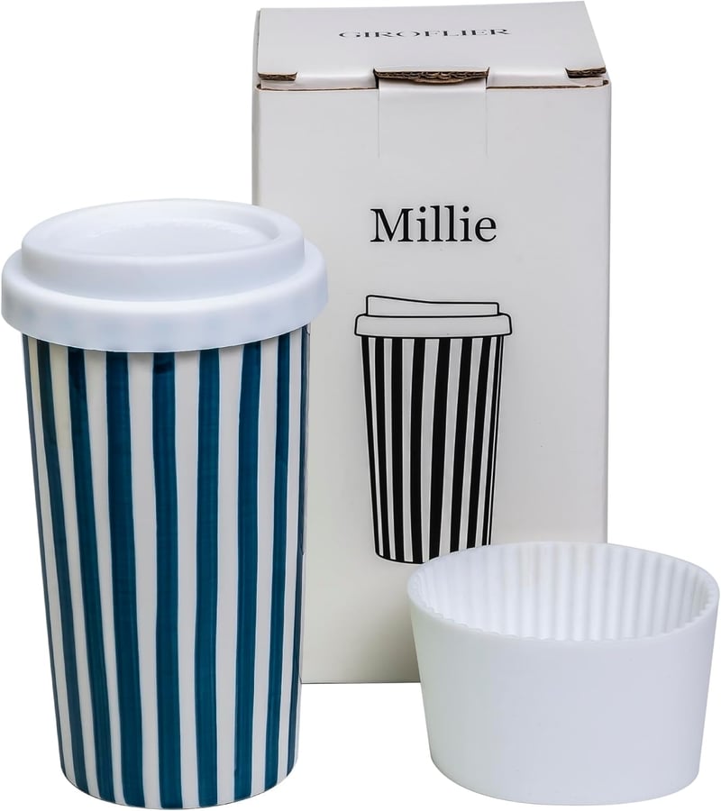 Stylish 12oz Ceramic Travel Coffee Mug - Microwave Safe