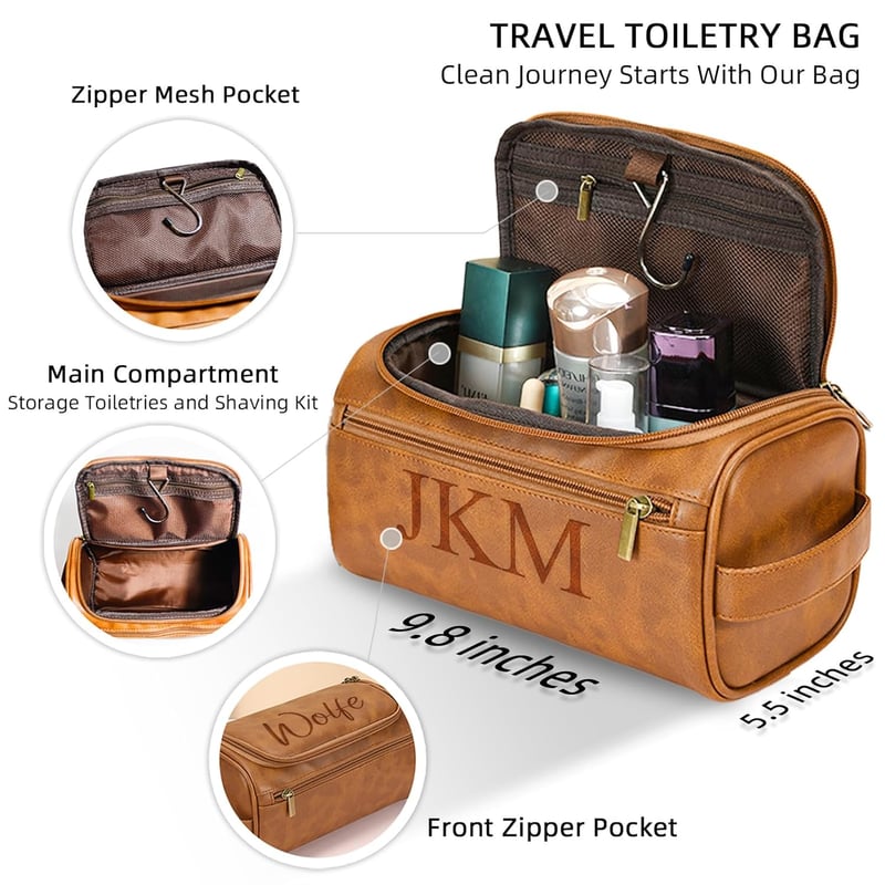 Personalized Engraved Toiletry Bag for Men - Perfect Gift
