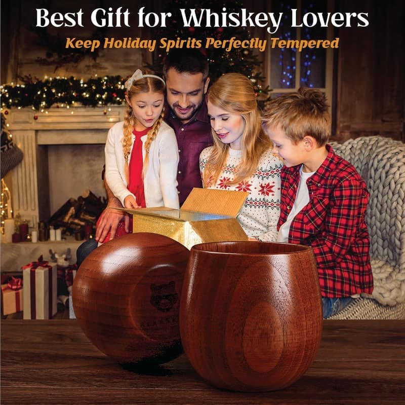 Whiskey Gifts for Men - Handcrafted Wooden Tumblers (2 Pack)