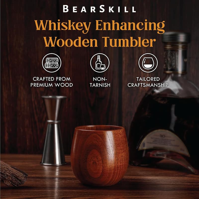Whiskey Gifts for Men - Handcrafted Wooden Tumblers (2 Pack)