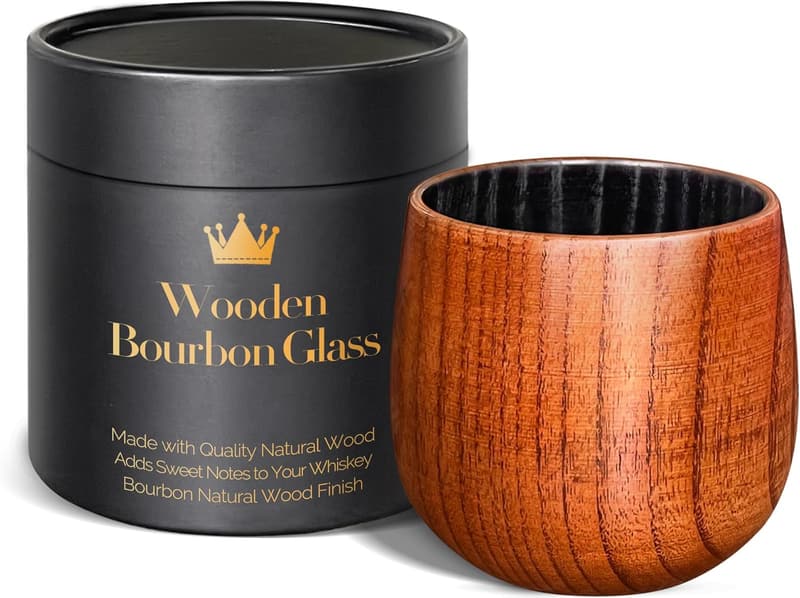 Bourbon Gifts for Men: 10 oz Charred Wooden Old Fashioned Glass