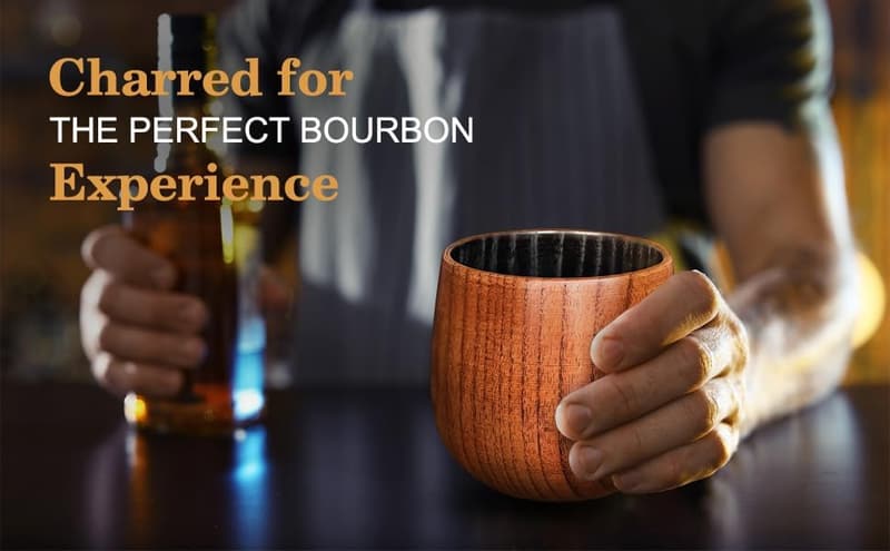 Bourbon Gifts for Men: 10 oz Charred Wooden Old Fashioned Glass