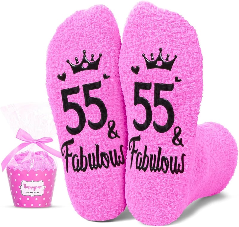 Funny Birthday Socks for Senior Women - Fuzzy Gift for Mom