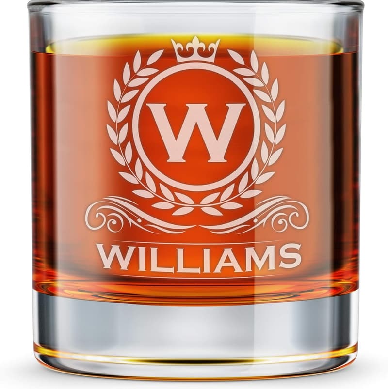 Engraved Monogram Whiskey Glass - Custom Bourbon Gift for Men