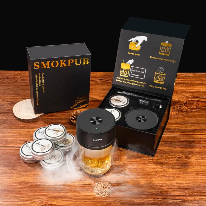 Rechargeable Whiskey Smoker Kit with Lighter & Wood Chips
