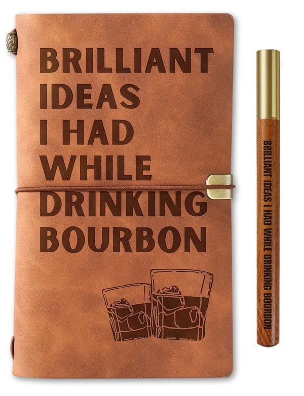 Leather Journal Notebook for Whiskey Lovers - Birthday Gift, Refillable