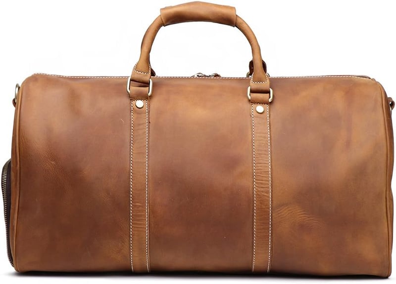 Brown Leather X-Large Duffle Bag for Men