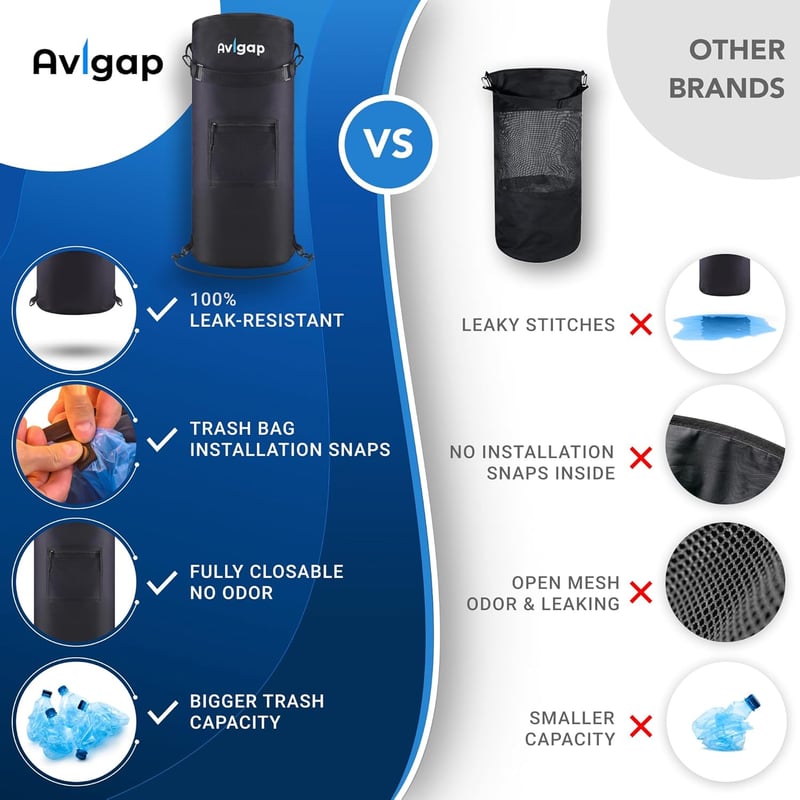 Portable Odor & Leak Resistant Boat Trash Can for Fishing