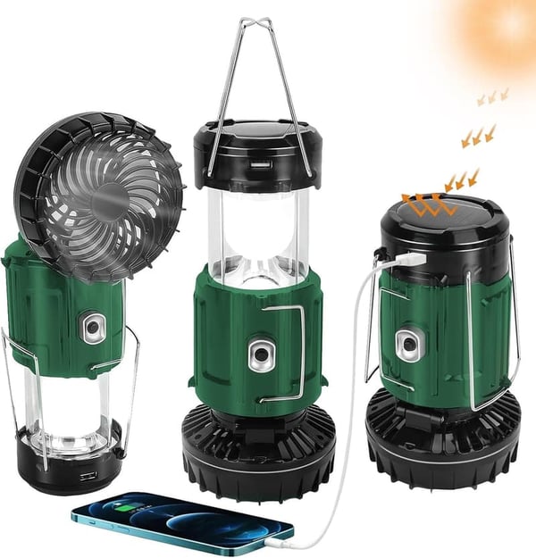 Rechargeable Solar Camping Lantern with Fan - Essential Emergency Gear
