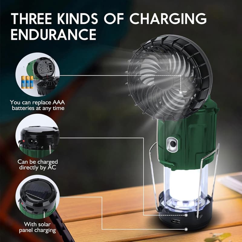 Rechargeable Solar Camping Lantern with Fan - Essential Emergency Gear