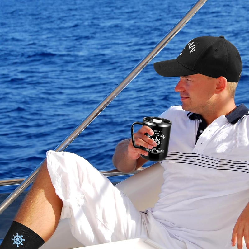 Father's Day Boating Gift Set for Men: Captain's Hat, Tumbler, & More