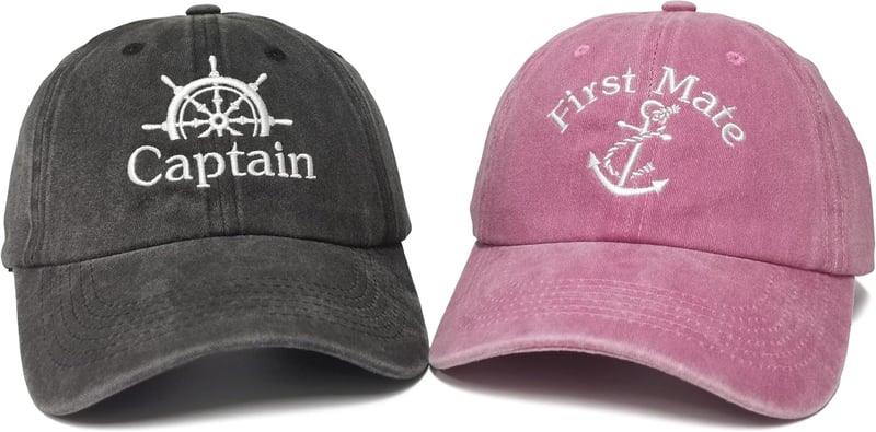Embroidered Captain & First Mate Hats for Couples