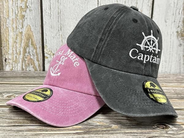 Embroidered Captain & First Mate Hats for Couples