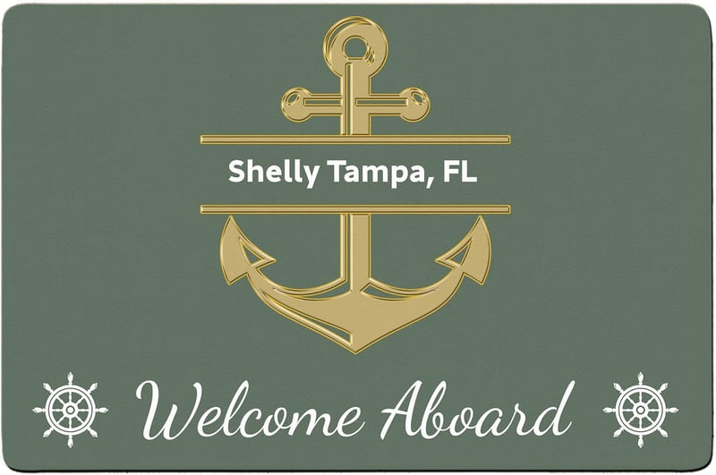Personalized Nautical Welcome Mat with Custom Name Anchor
