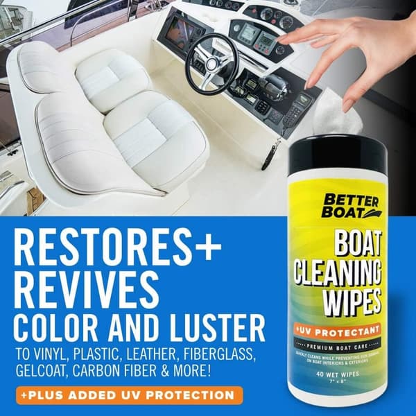Marine Vinyl Cleaner Wipes with UV Protection for Boats and Cars