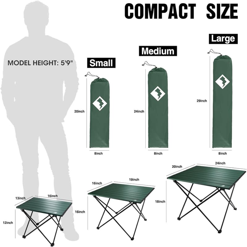 Ultralight Aluminum Folding Camping Table with Carry Bag