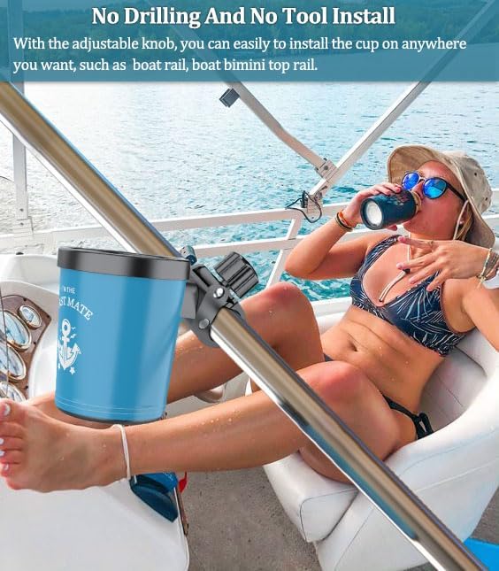 Universal Marine Boat Rail Cup Holder – No-Drill Installation