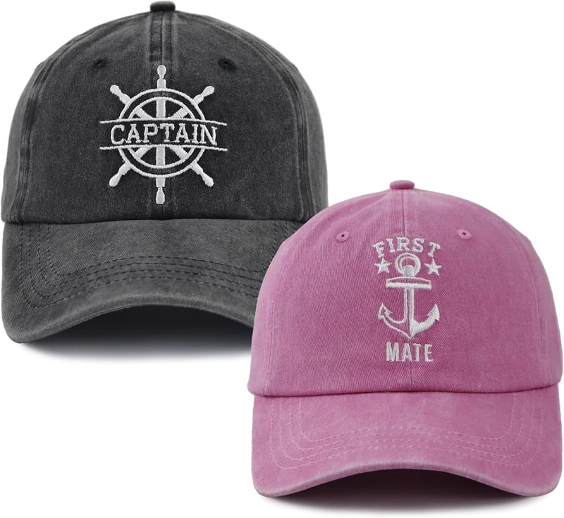 Matching Adjustable Captain and First Mate Hats for Couples