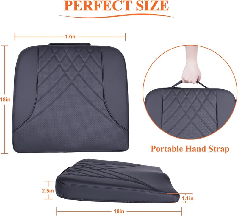 Memory Foam Car Seat Cushion for Back Pain Relief - Black
