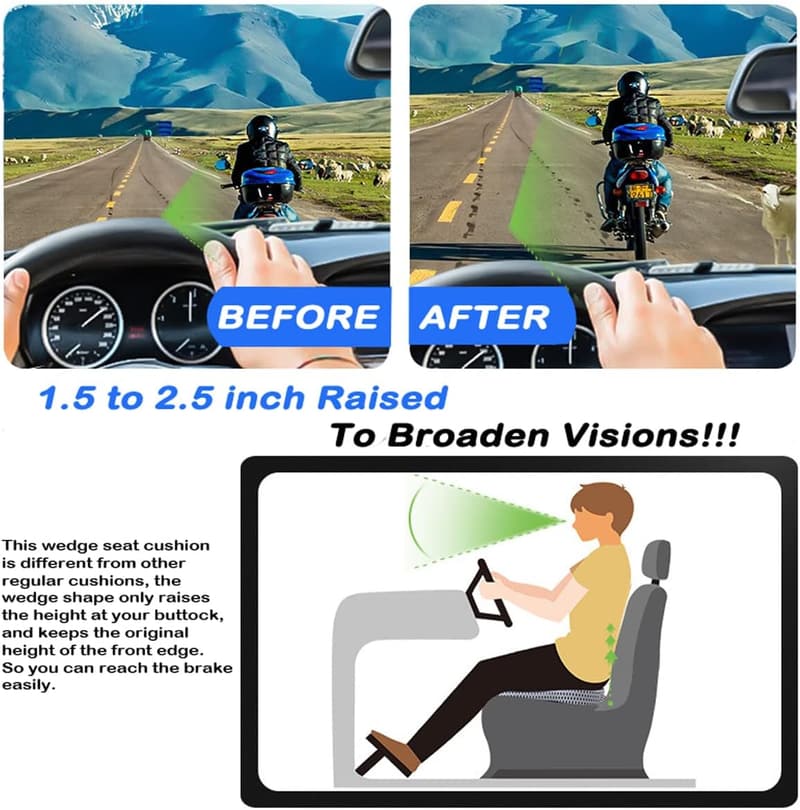 Memory Foam Car Wedge Seat Cushion for Pain Relief