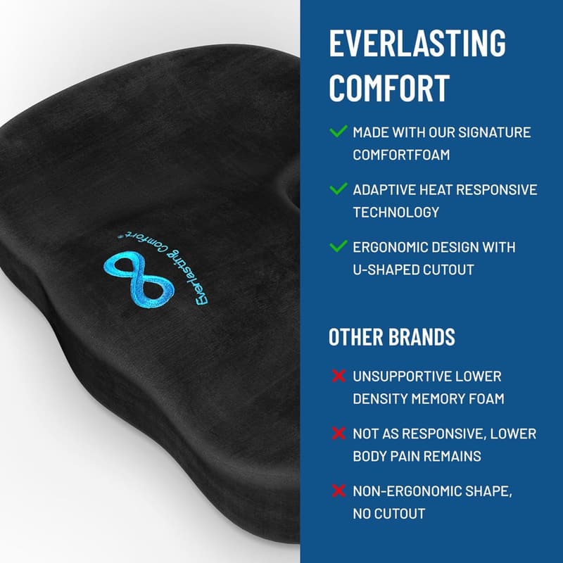 Memory Foam Car Seat Cushion for Tailbone Pain Relief