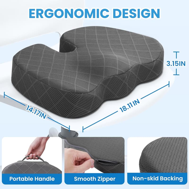 Memory Foam Seat Cushion for Pain Relief - Office & Travel