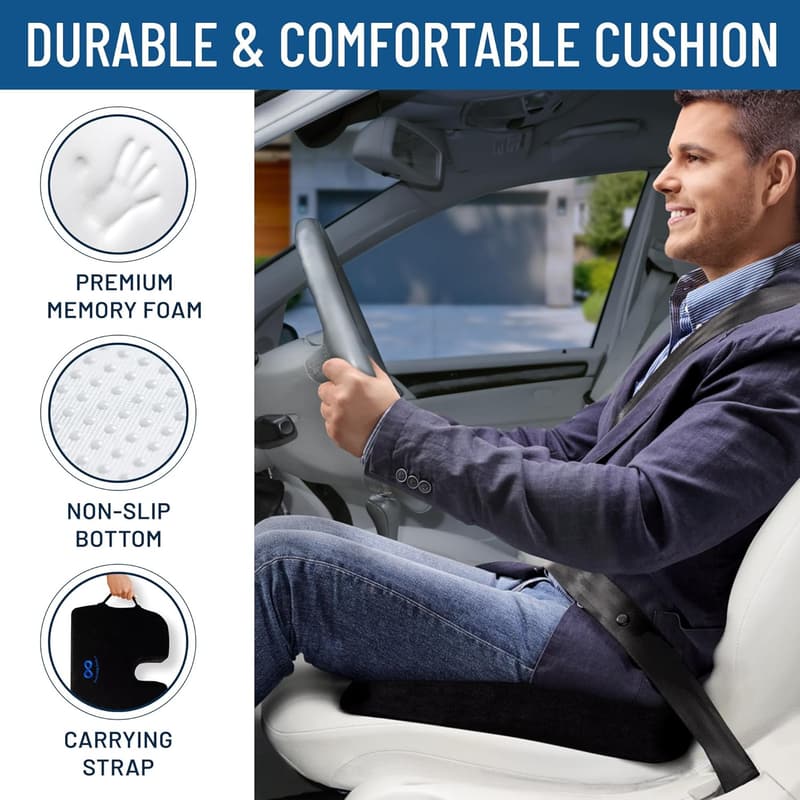 Comfort Memory Foam Car Seat Cushion for Tailbone Pain Relief
