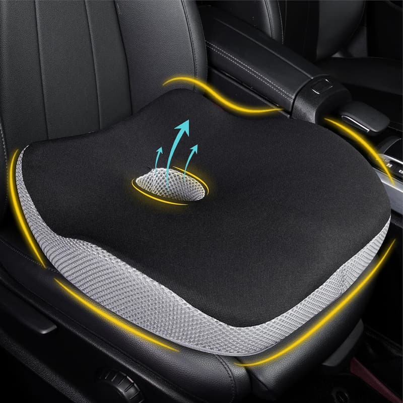 Ergonomic Memory Foam Car Seat Cushion for Sciatica Relief