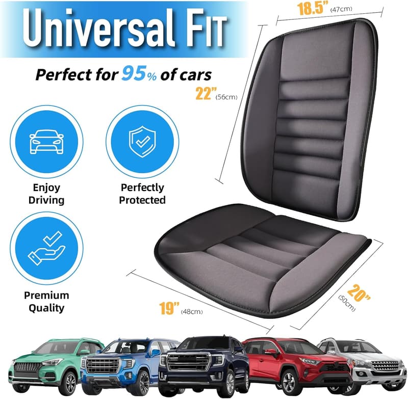 Memory Foam Car Seat Cushion with Back Support - Dark Grey