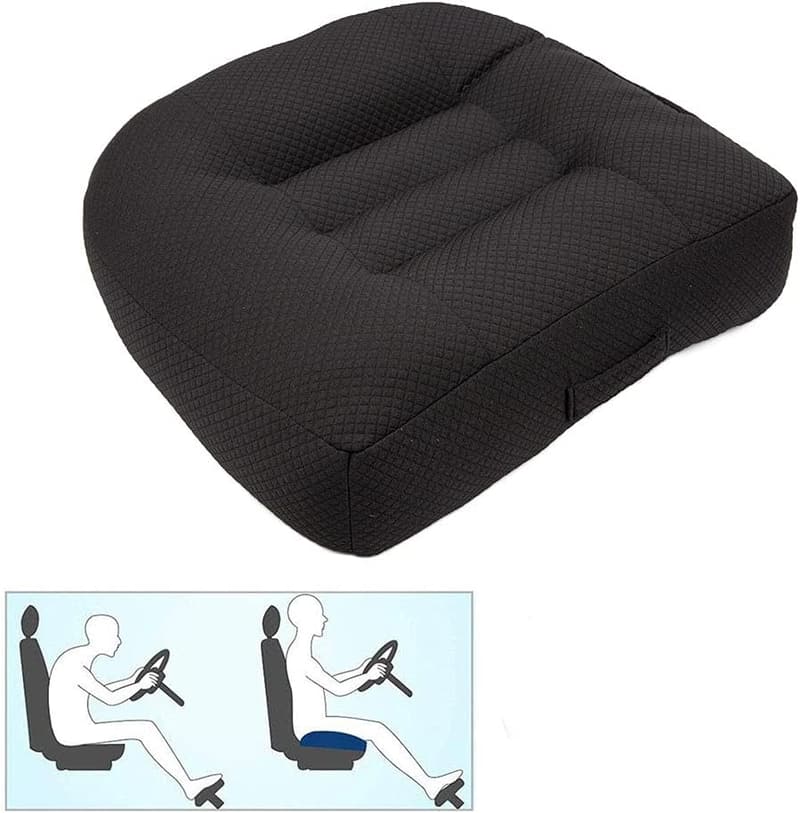 Height-Boosting Car Seat Cushion for Fatigue Relief (Black)